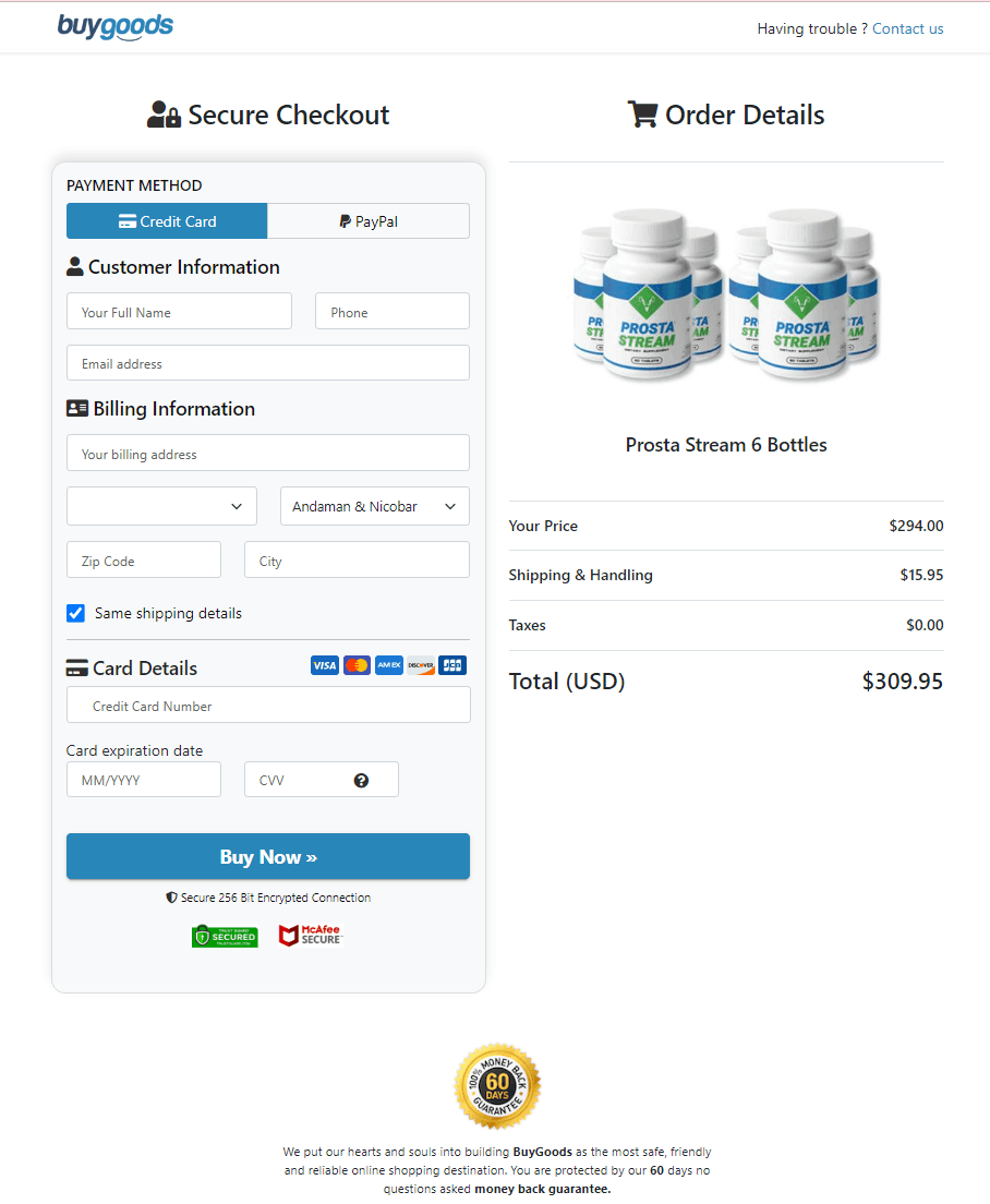 ProstaStream Secure Order Form